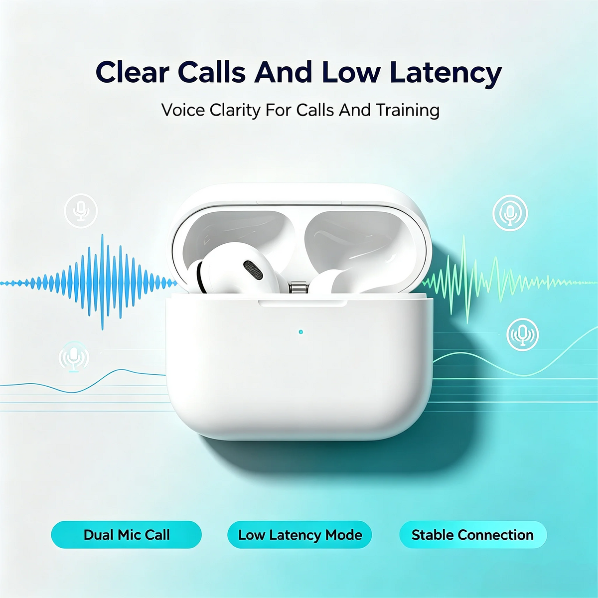 ZZLOVE Wireless Noise Cancelling Bluetooth Sport Earbuds With Charging Case