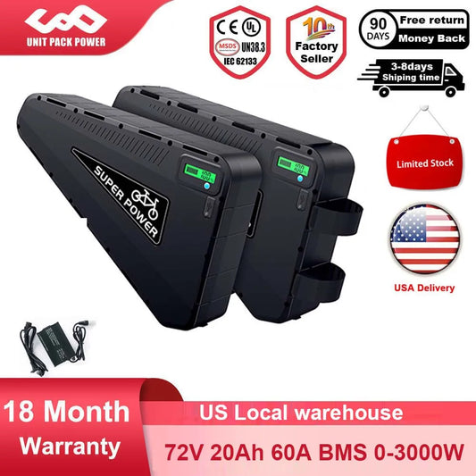 Unitpackpower Waterproof Ebike Battery 52V 20Ah Triangle 21700