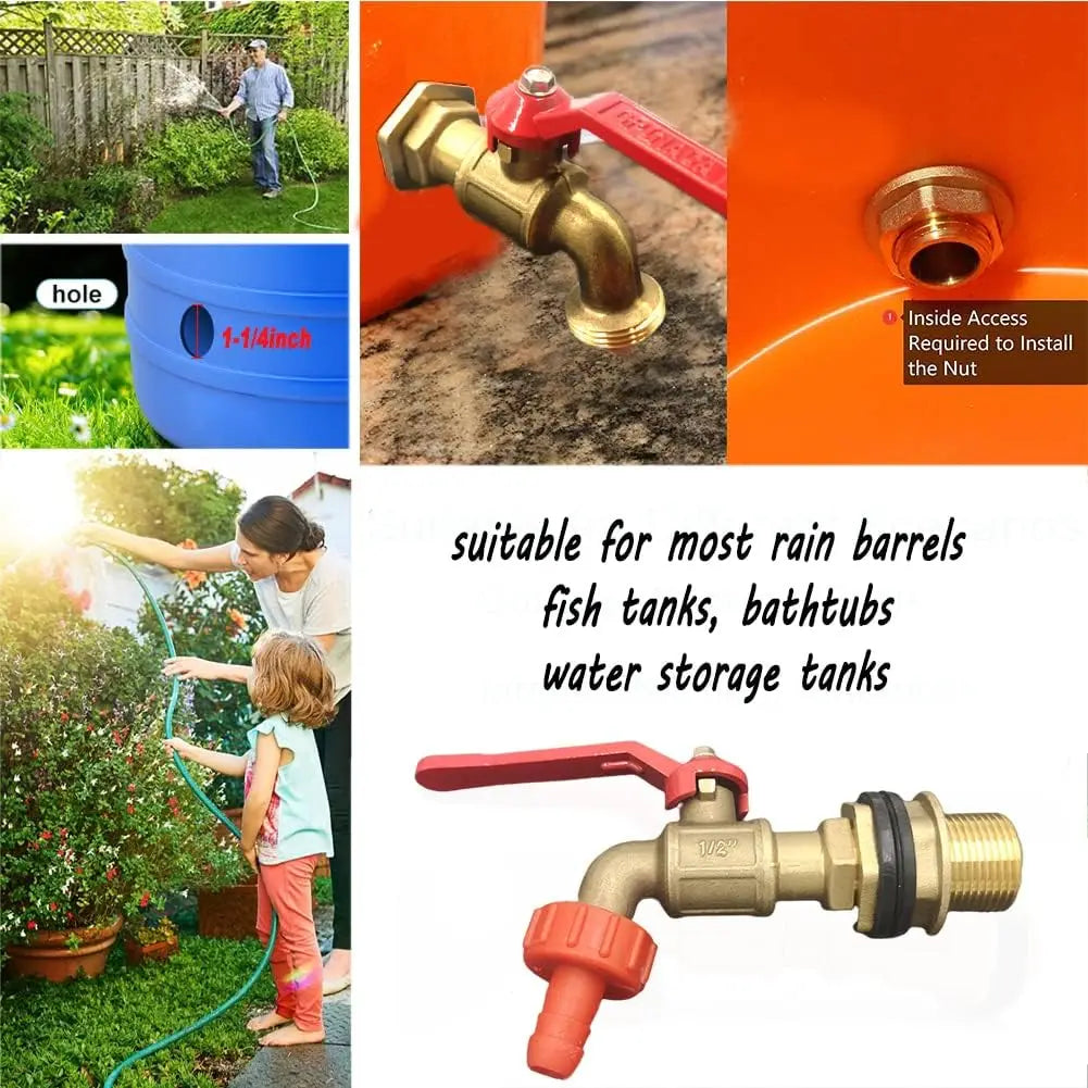 Rain Barrel Spigot Kit Brass Faucet For Water Collection
