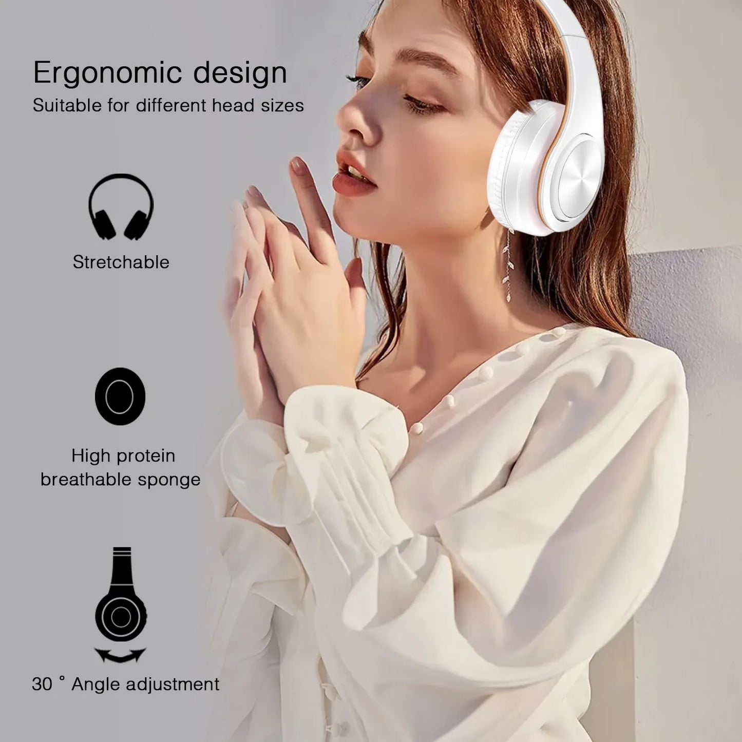 Rat Tail Bluetooth Headphones With Mic And SD Card Slot