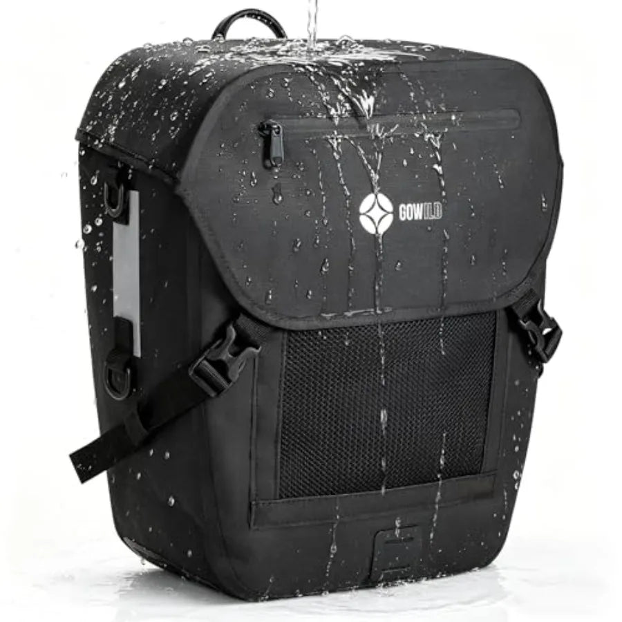 Waterproof Bike Pannier Bag With Laptop Sleeve And Reflective Strips