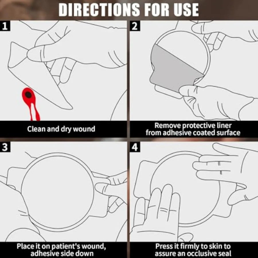 Chest Seal Emergency Trauma Dressing Occlusive Adhesive Pad IFAK Refill