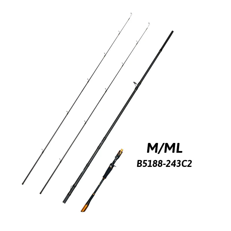 BIUTIFU Spinning Baitcasting Rod With Fuji Guides Two Tips