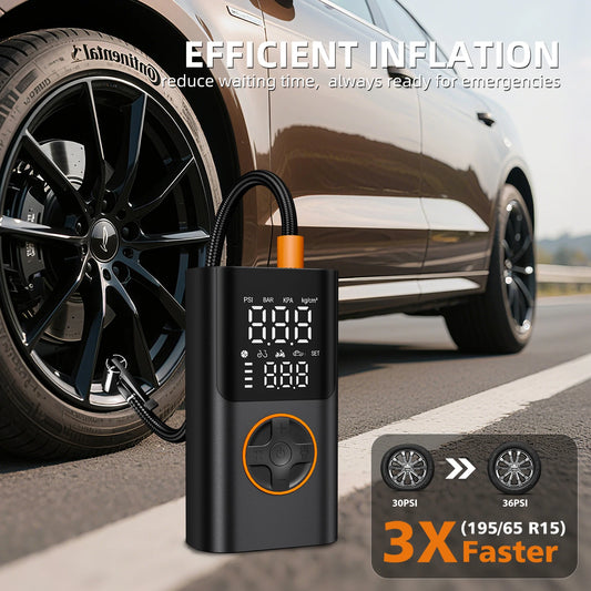 Portable Tire Inflator With Power Bank 150 PSI LED Light