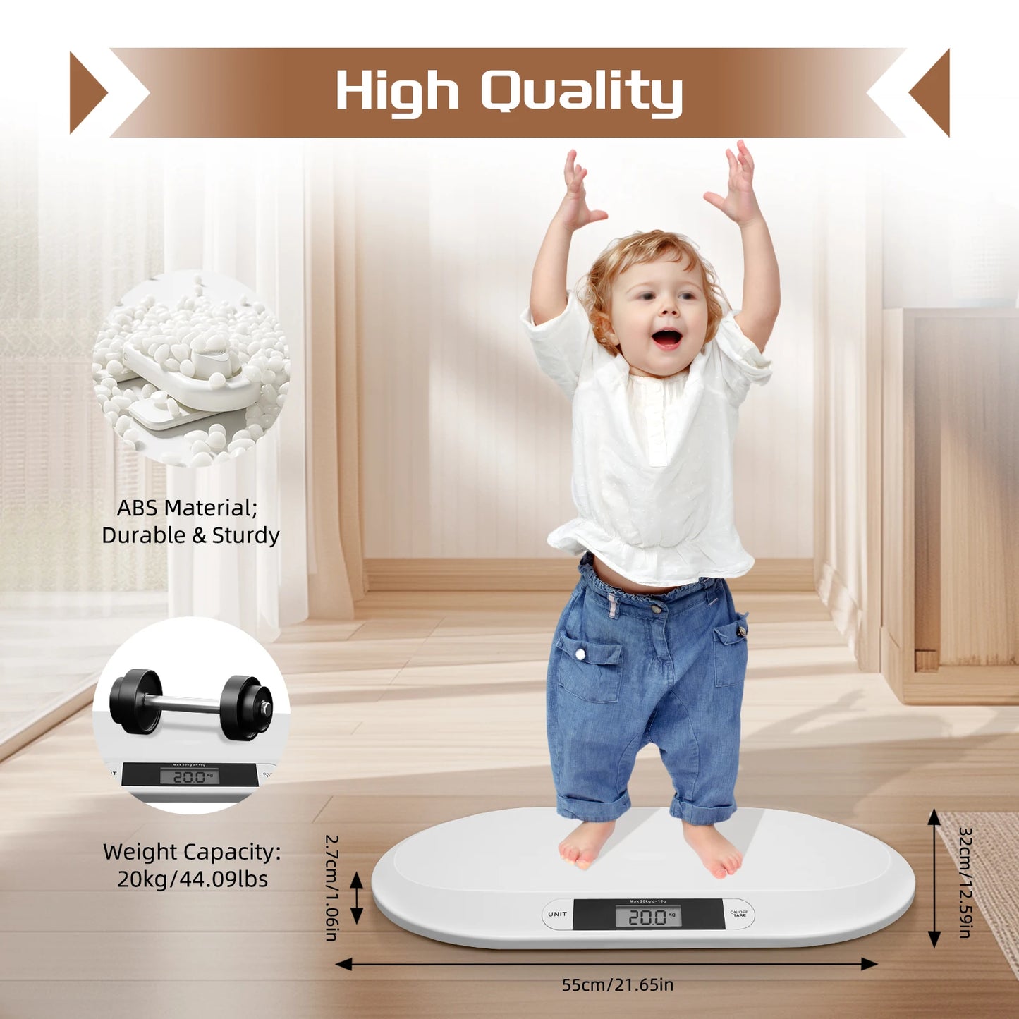 Digital Baby Weighing Scale, 20kg Capacity, High Precision Sensor