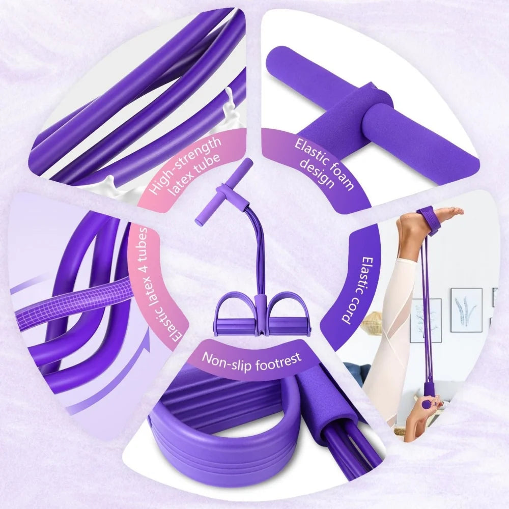 Four Tube Pedal Resistance Bands For Sit Ups And Exercise