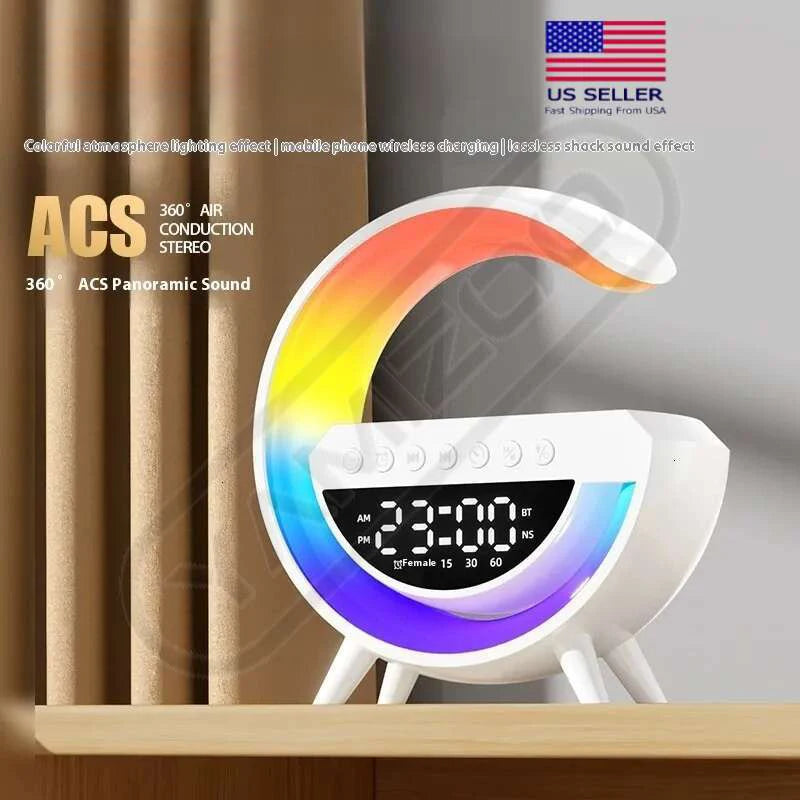 Multifunctional Desk Clock With Bluetooth Speaker And Wireless Charger