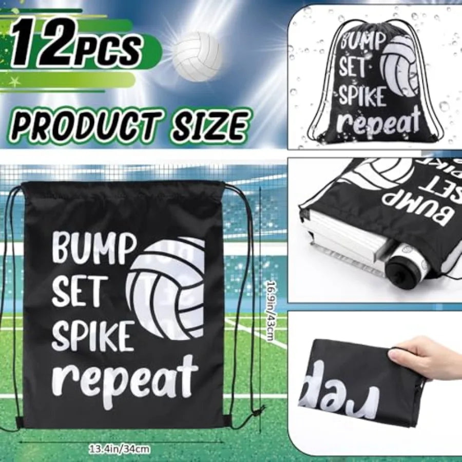 Volleyball Sports Water Bottle With Drawstring Bag Set