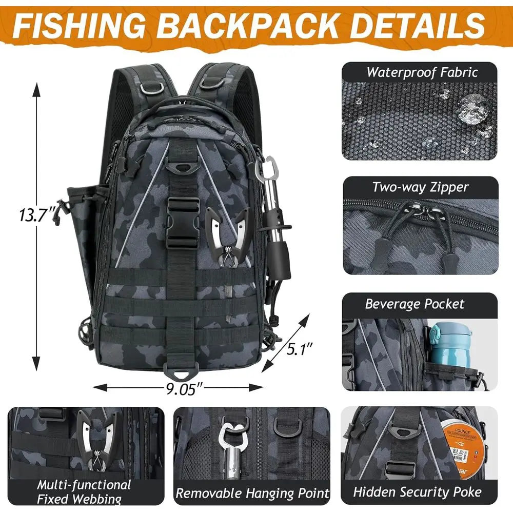 85-Piece Fishing Tool Kit With Backpack And Tackle Boxes