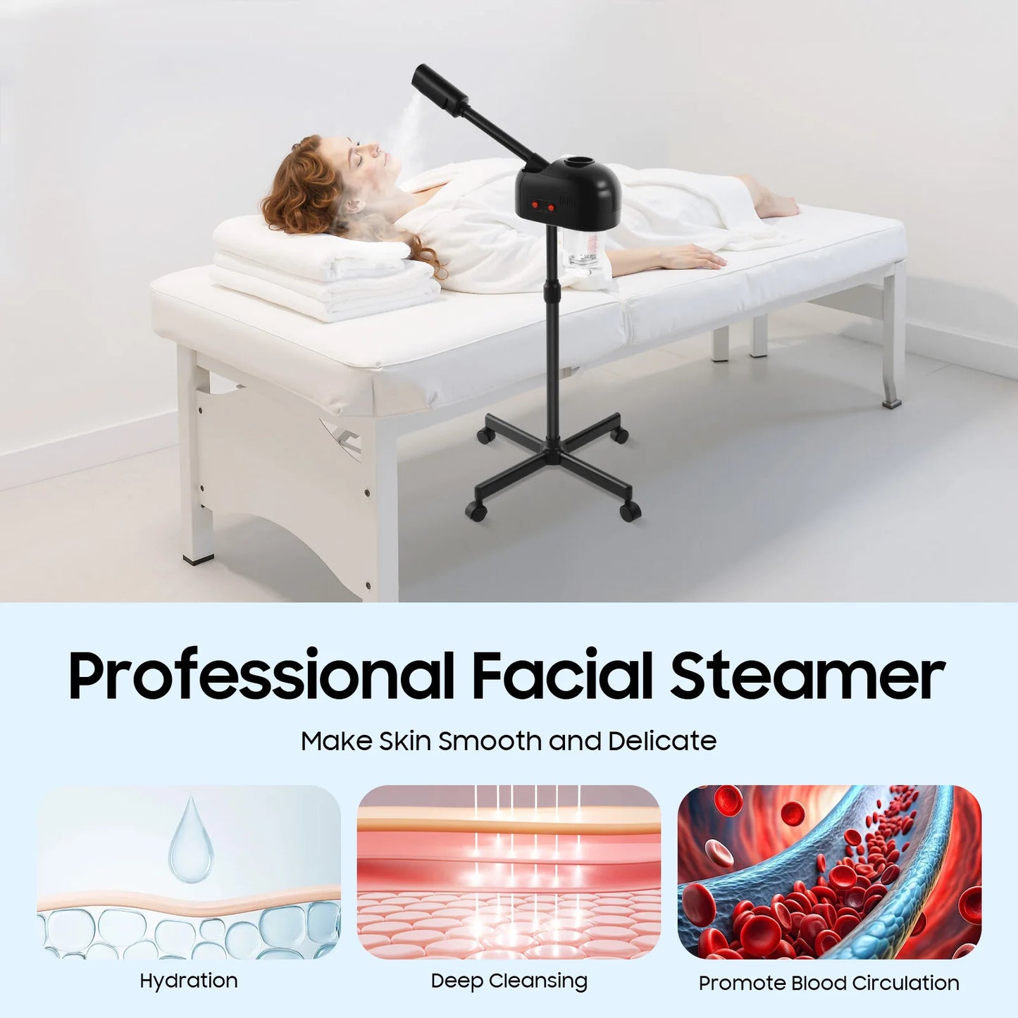 Bymaocar Facial Steamer Machine 800W Ozone Therapy For Deep Cleansing