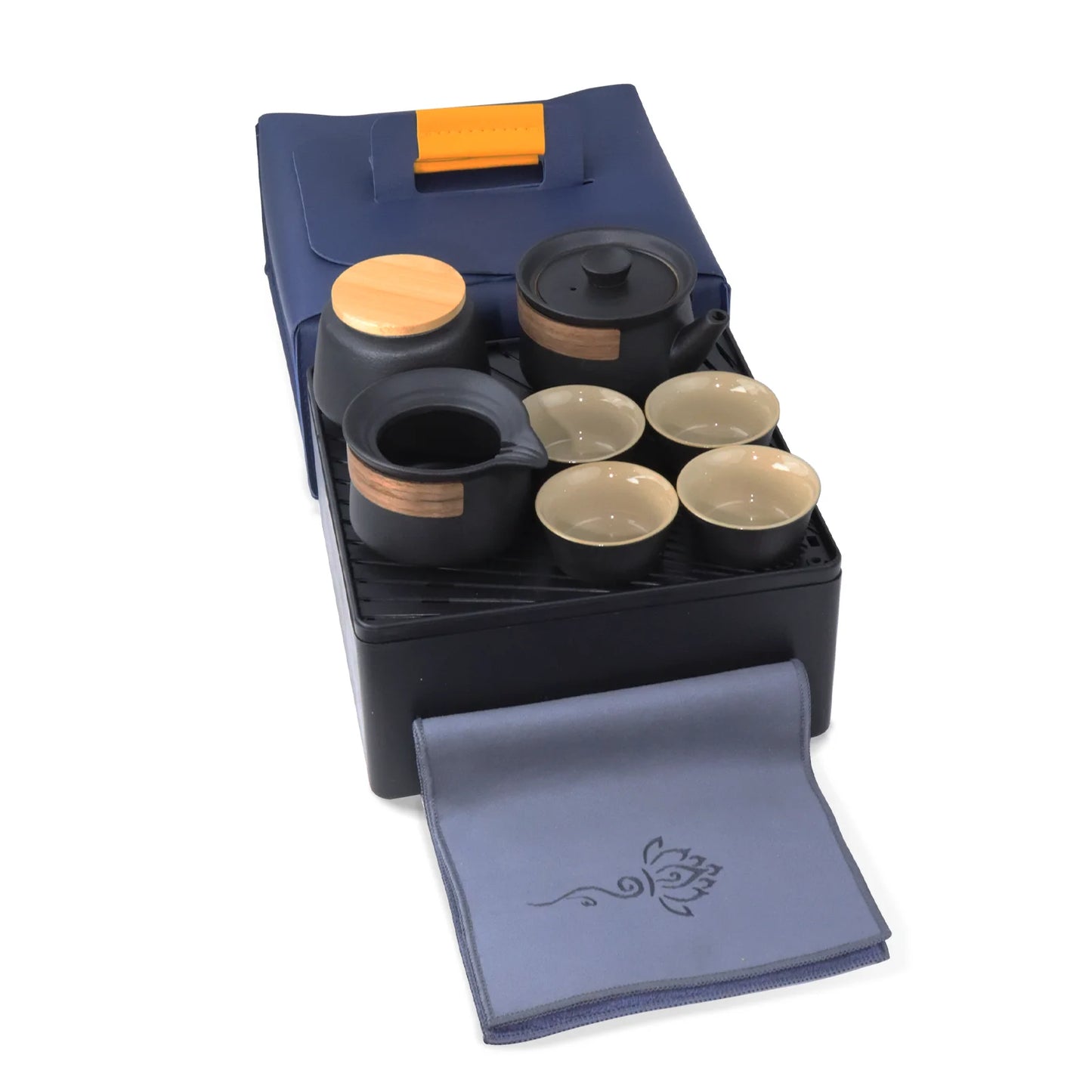 Portable Travel Tea Set For Outdoor Brewing With Four Cups