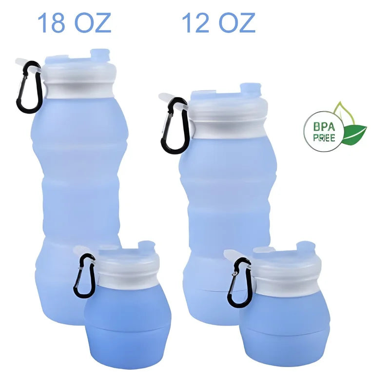 Collapsible BPA Free Silicone Water Bottle Foldable Travel Bottle