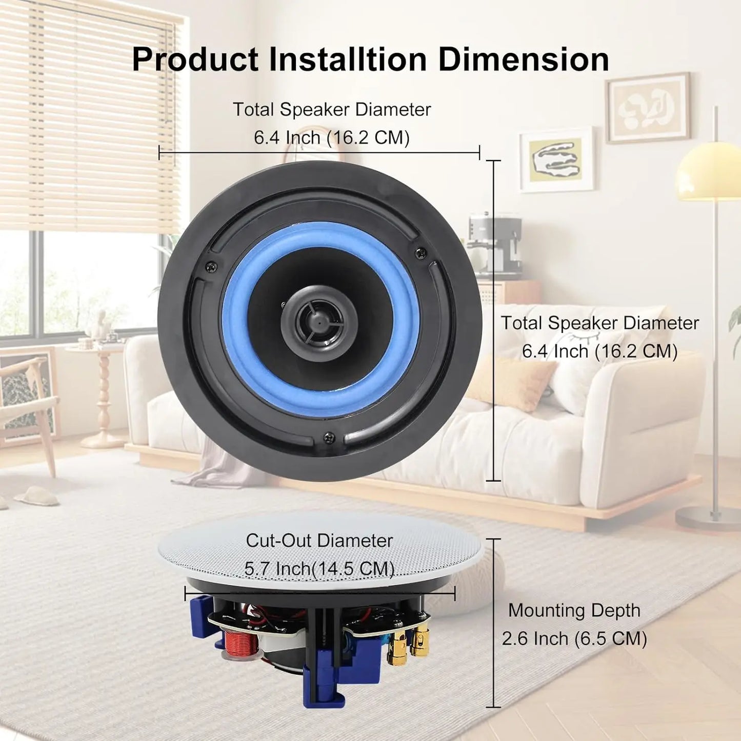 Herdio 320W Bluetooth Ceiling Speakers 2 Way HCS418BTX2