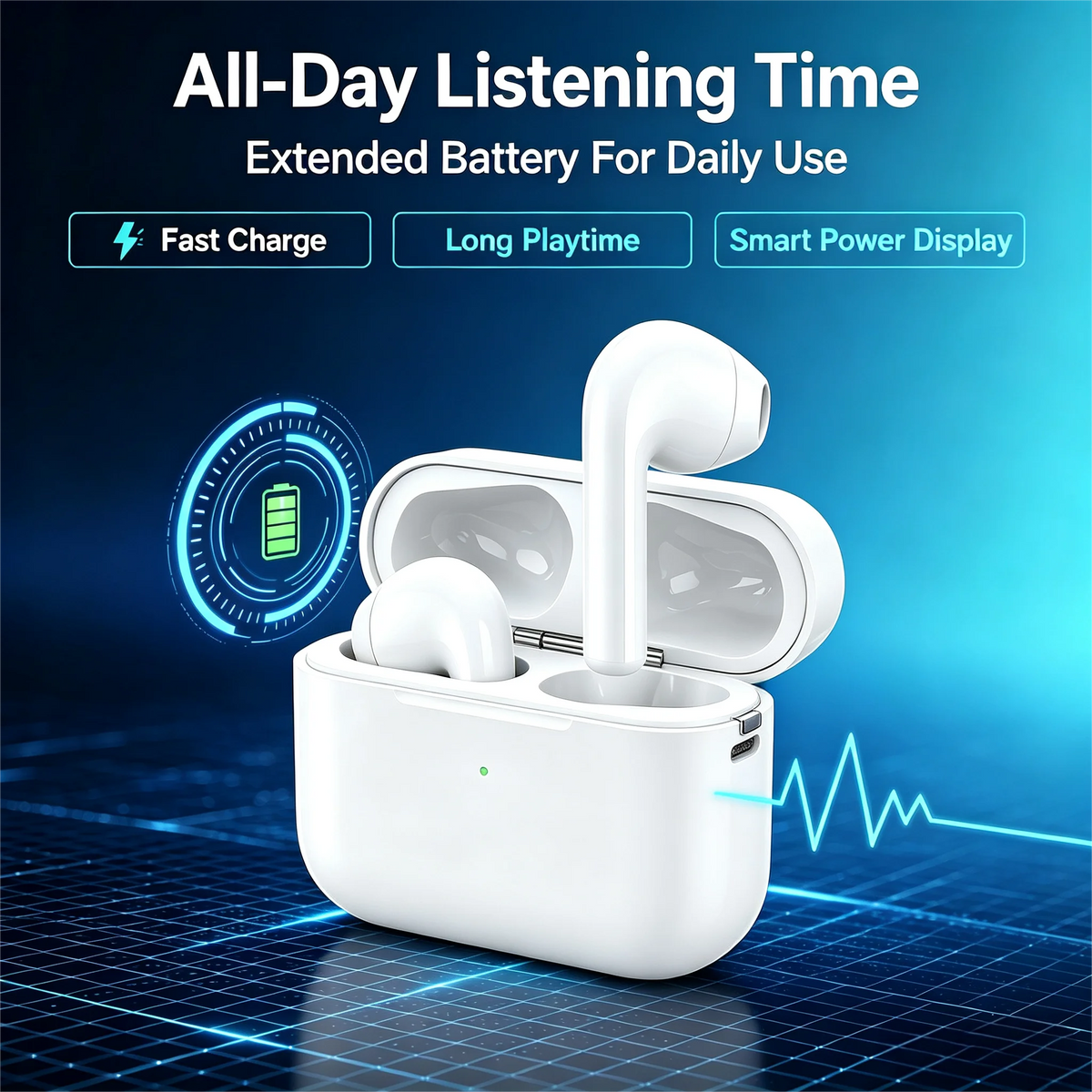 ZZLOVE Wireless Noise Cancelling Bluetooth Sport Earbuds With Charging Case