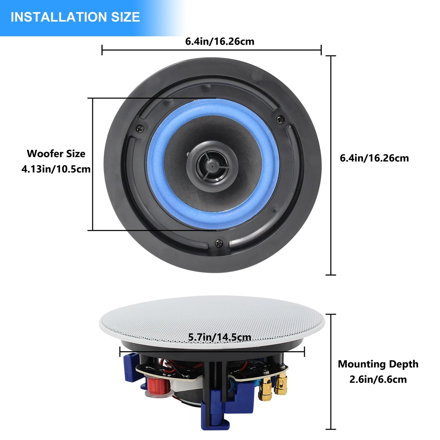 Herdio Ceiling Mounted Waterproof Speaker For Bathroom Kitchen And Office