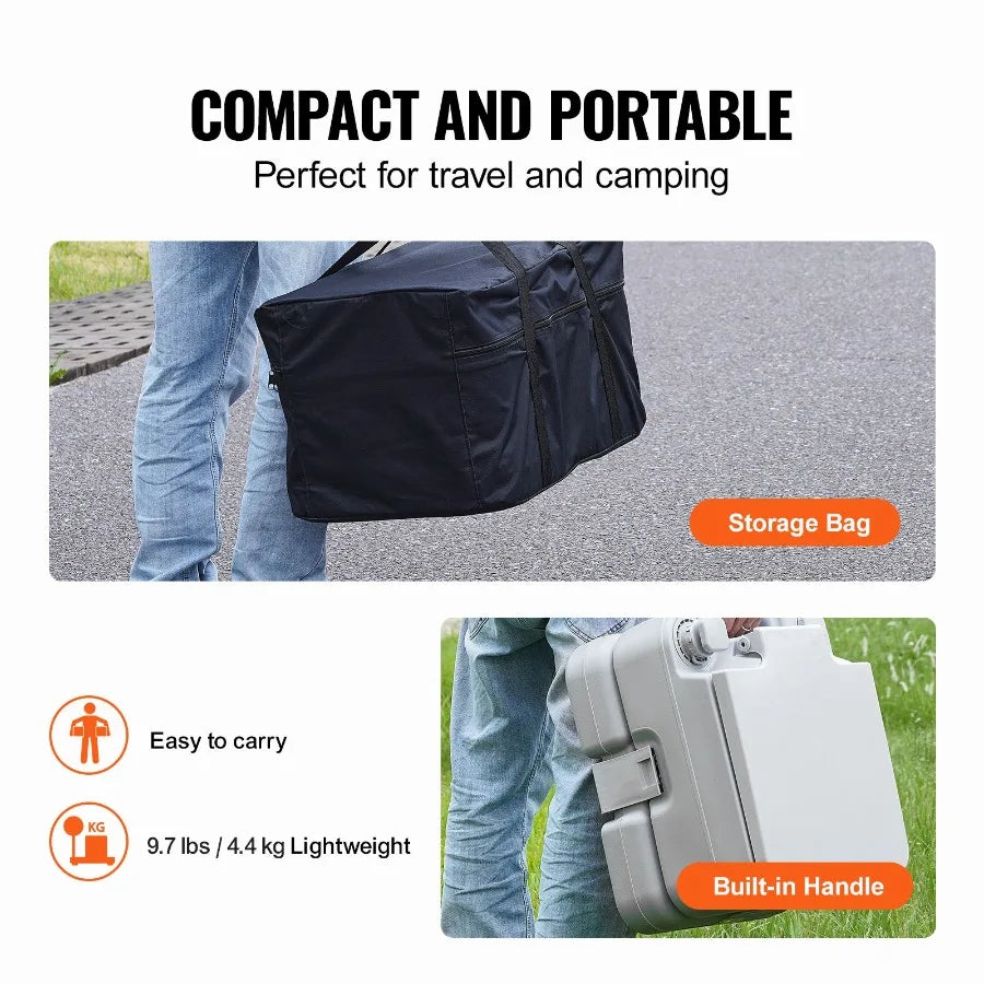 Portable Camping Toilet With Pressurized Flush Carry Bag For RV