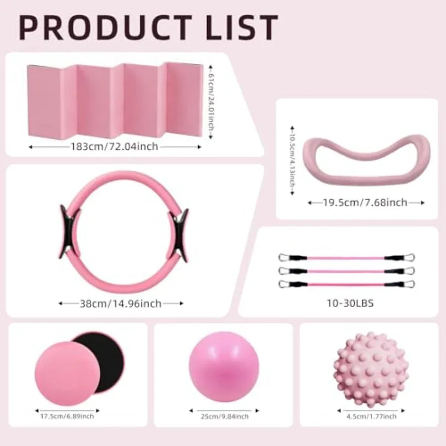 18-Piece Ultimate Home Pilates Circle Kit With Ring Ball Mat