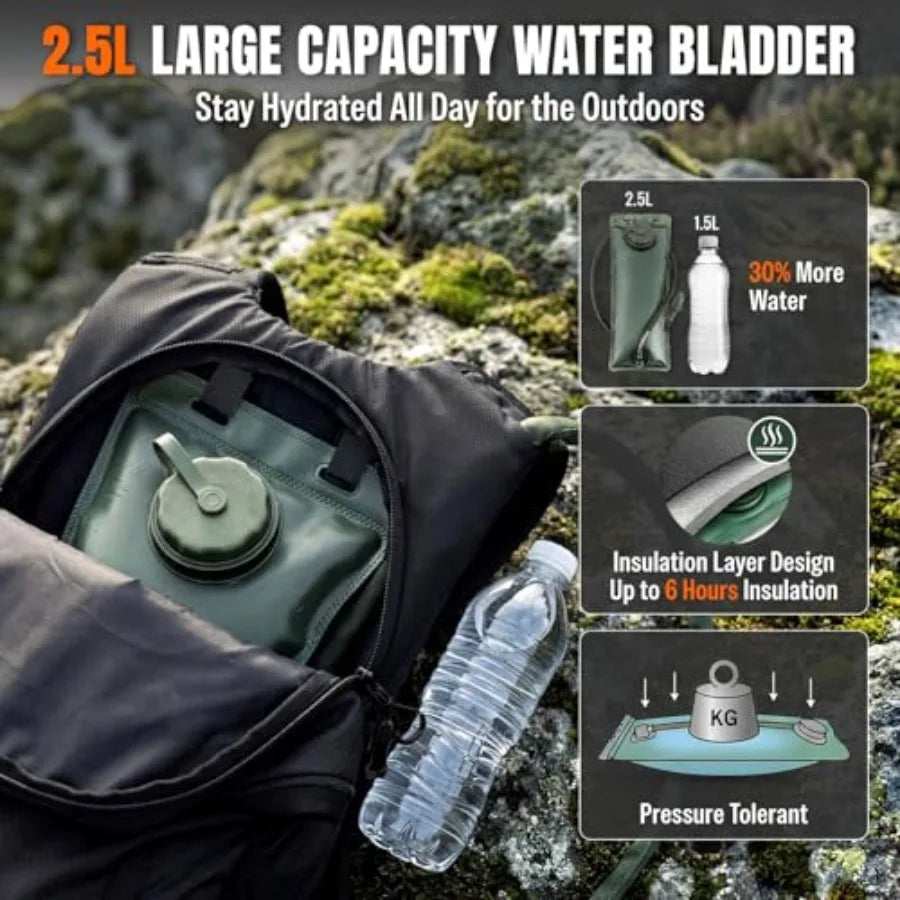 Hydration Backpack With Water Bladder, Phone Pouch, Helmet Holder