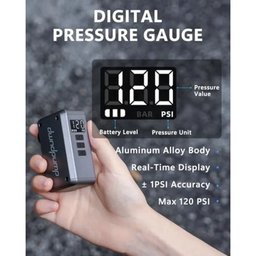 Mini Bike Pump With Gauge 120 PSI Electric Bicycle Pump