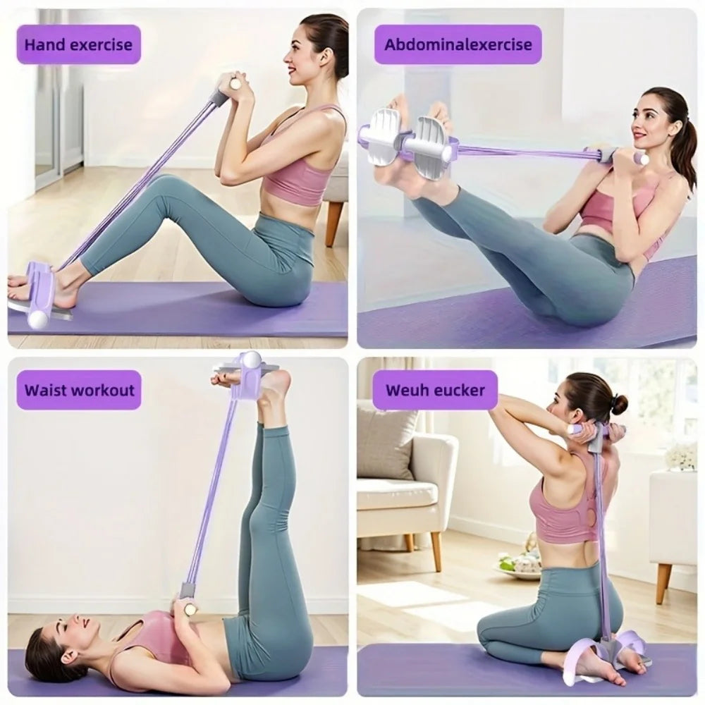 Four Tube Pedal Resistance Bands For Sit Ups And Exercise