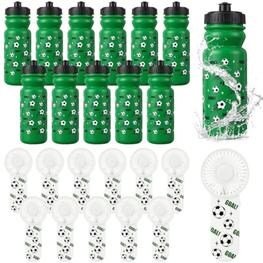 Portable Soccer Water Bottle And Fan Gift Set For Sports Fans