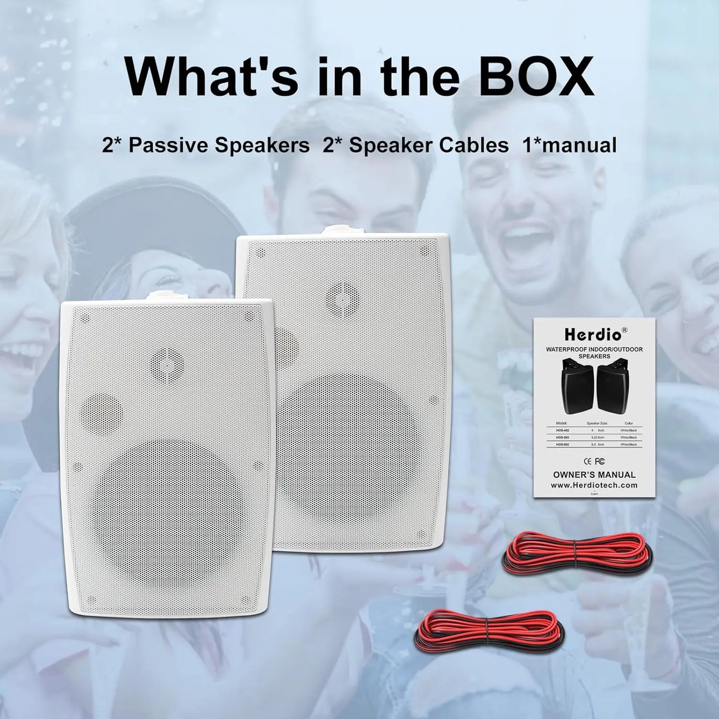 Herdio Outdoor Passive Wall Mount Speakers 400W Waterproof