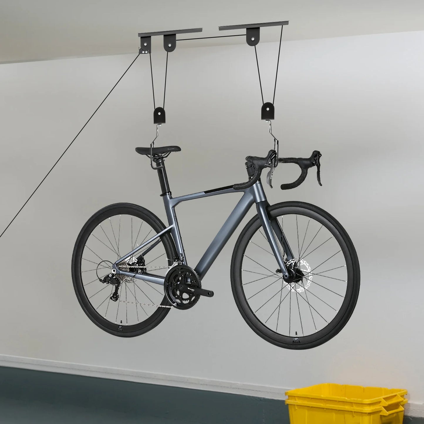Bike Hoist Garage Ceiling Mount Pulley System With Rope