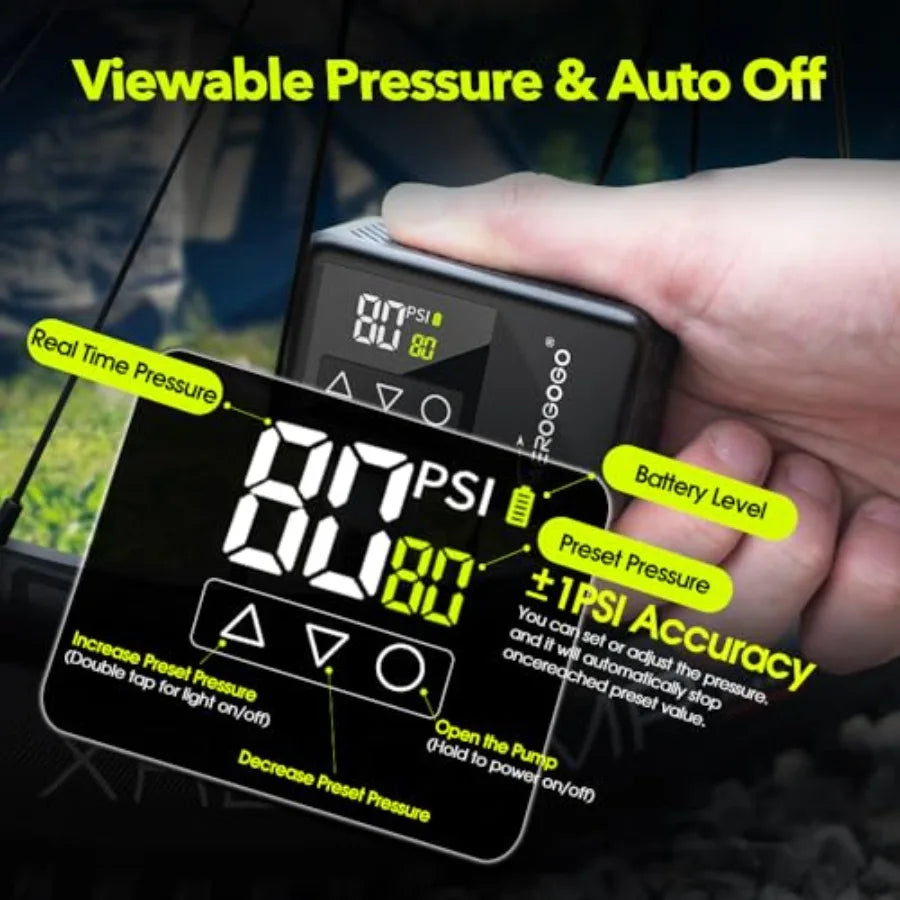 120 PSI Rechargeable Mini Bike Pump With Digital Pressure Gauge