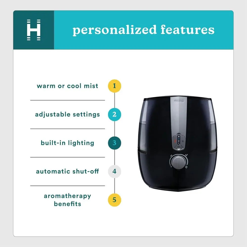 Bedroom Humidifier With Warm And Cool Mist And Oil Pads