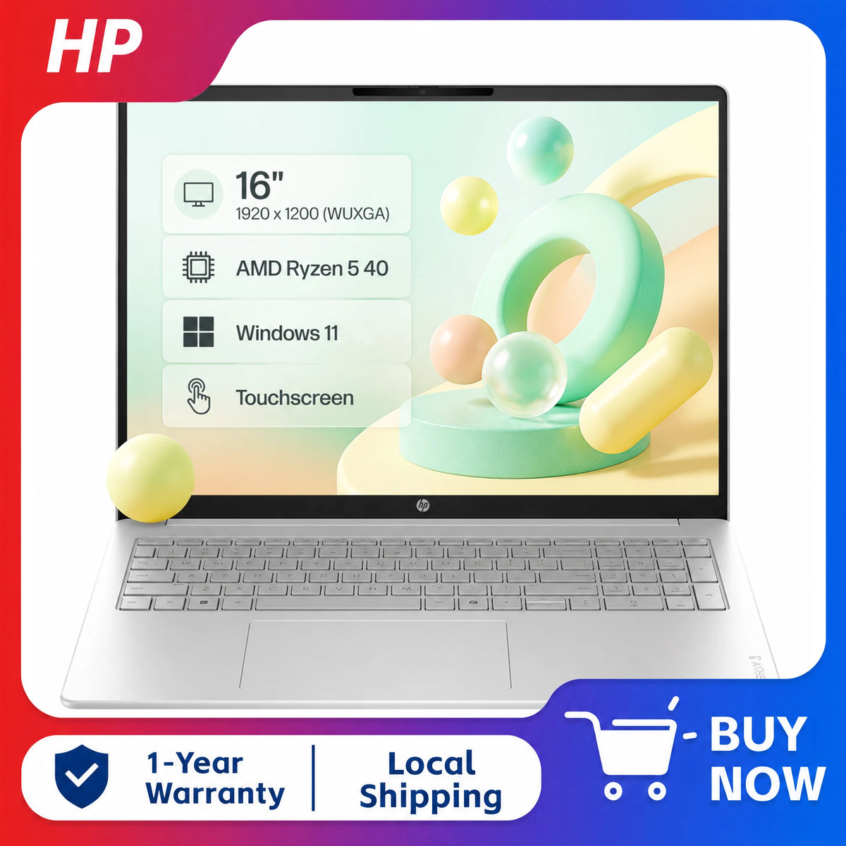 HP OmniBook 3 Touchscreen Laptop AMD Ryzen 5 1TB SSD