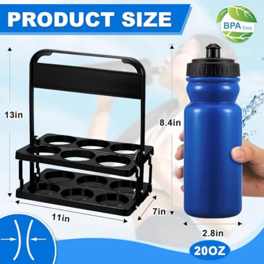 Plastic Sports Water Bottle Carrier With Straps And Lids