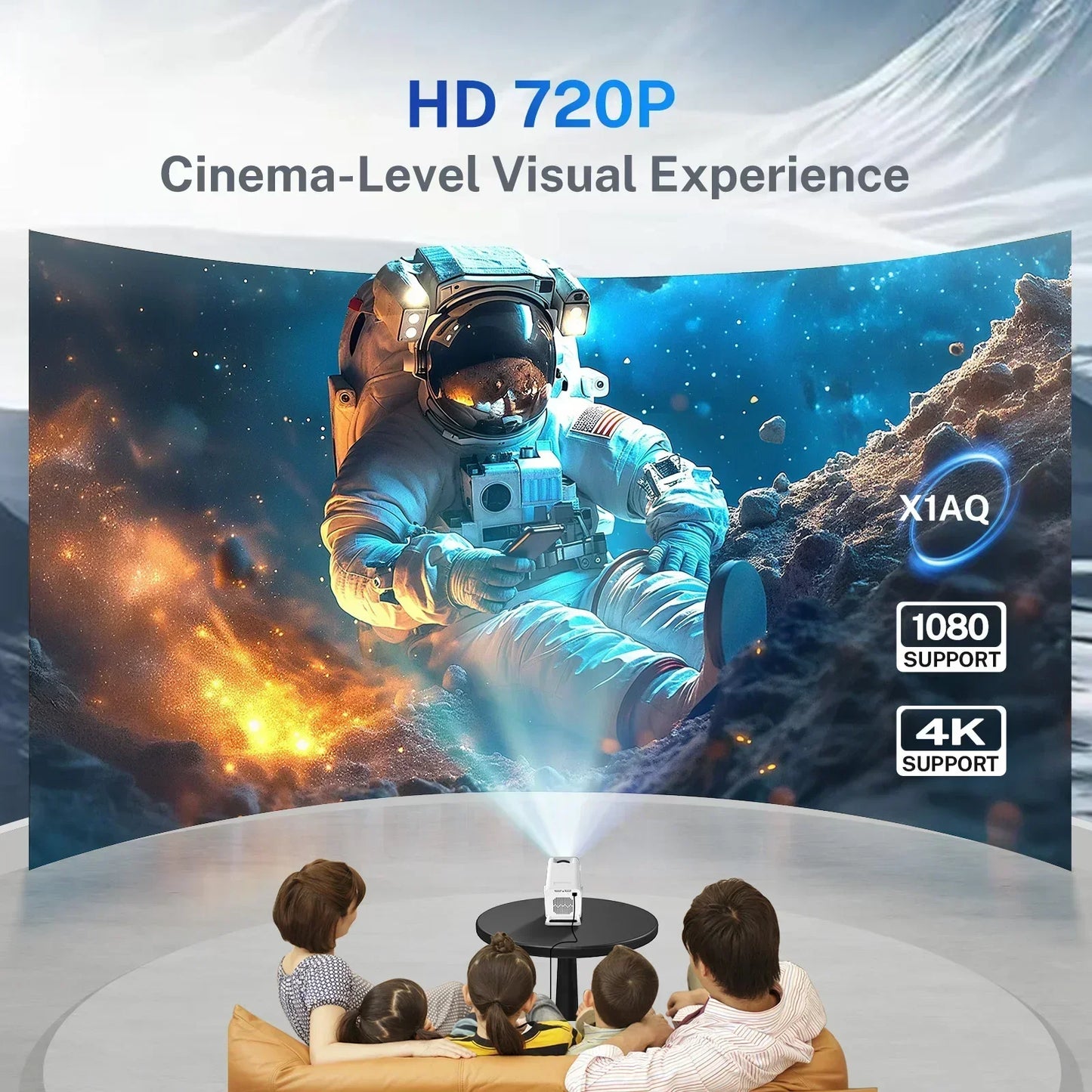 LynCast Smart Mini Projector 1080P 4K Android TV WiFi6 BT54