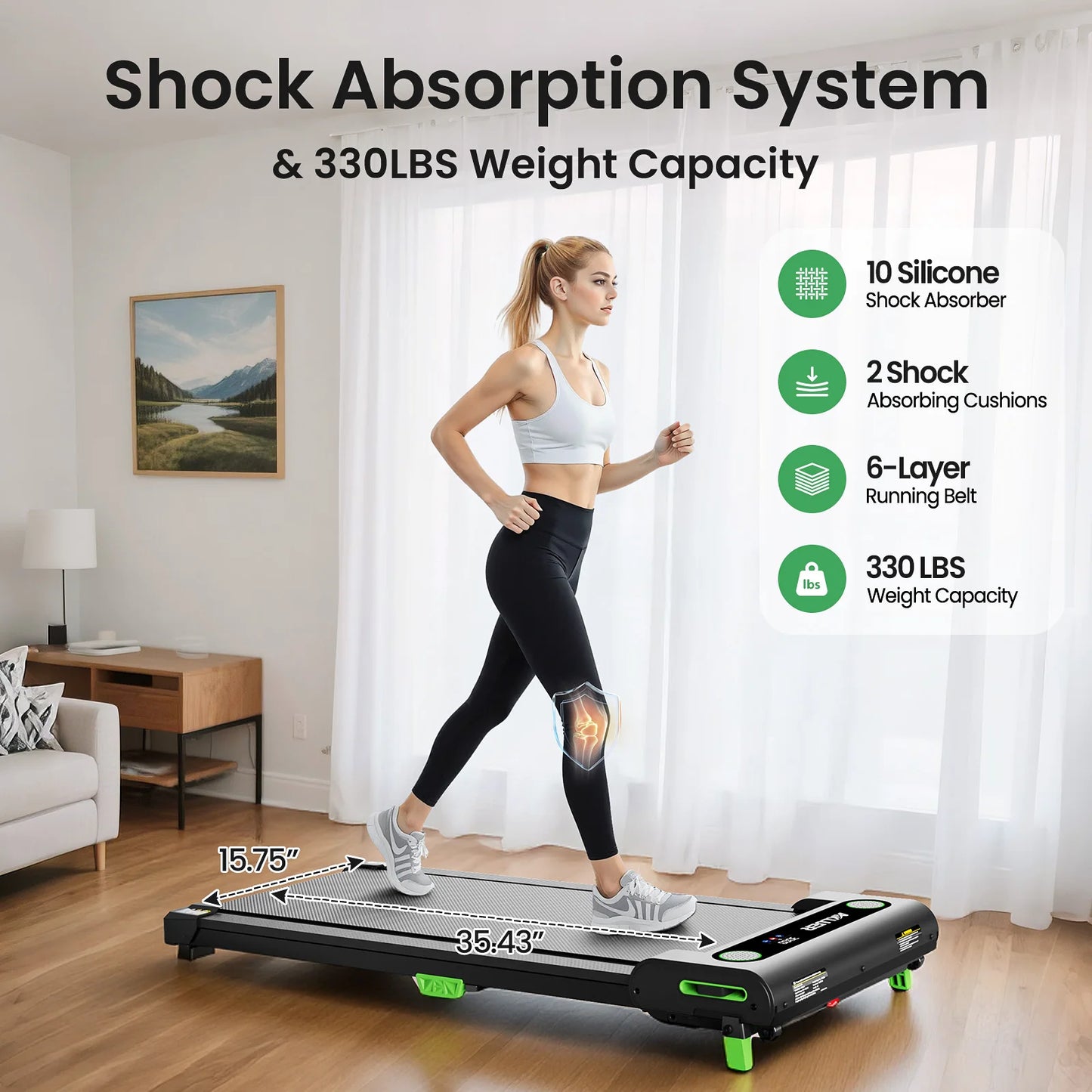 AKLUER Under Desk Treadmill 2.5HP With LED Display Compact