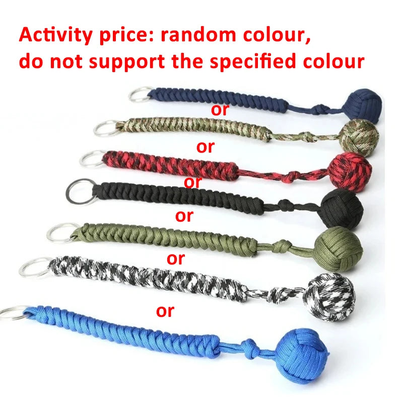 Self Defense Umbrella Rope Monkey Fist Steel Ball Lanyard Survival