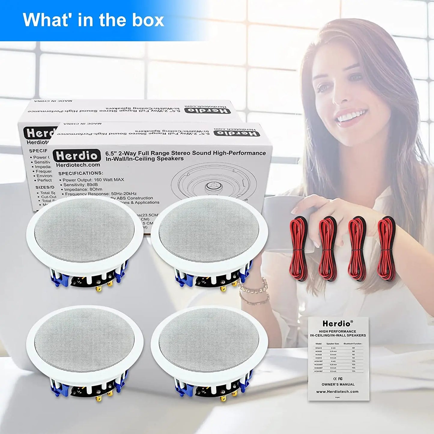 Herdio Two Way Ceiling Speakers Passive Flush Mount