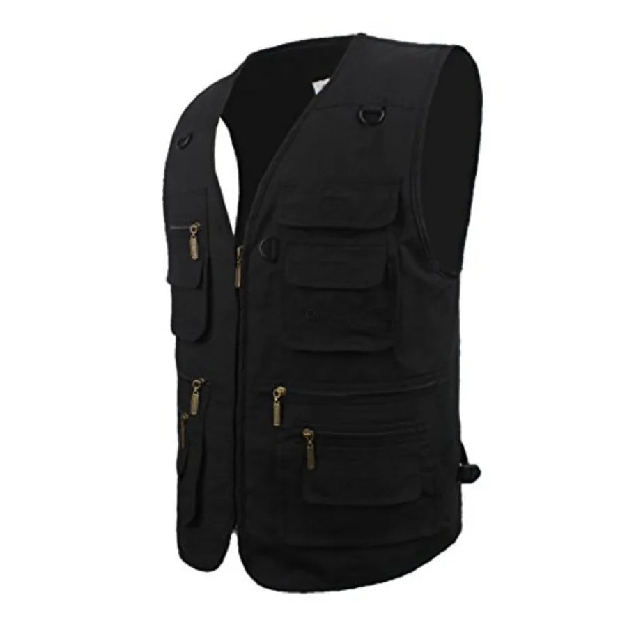 Mens Poplin Outdoor Travel Multi Pocket Fishing Vest