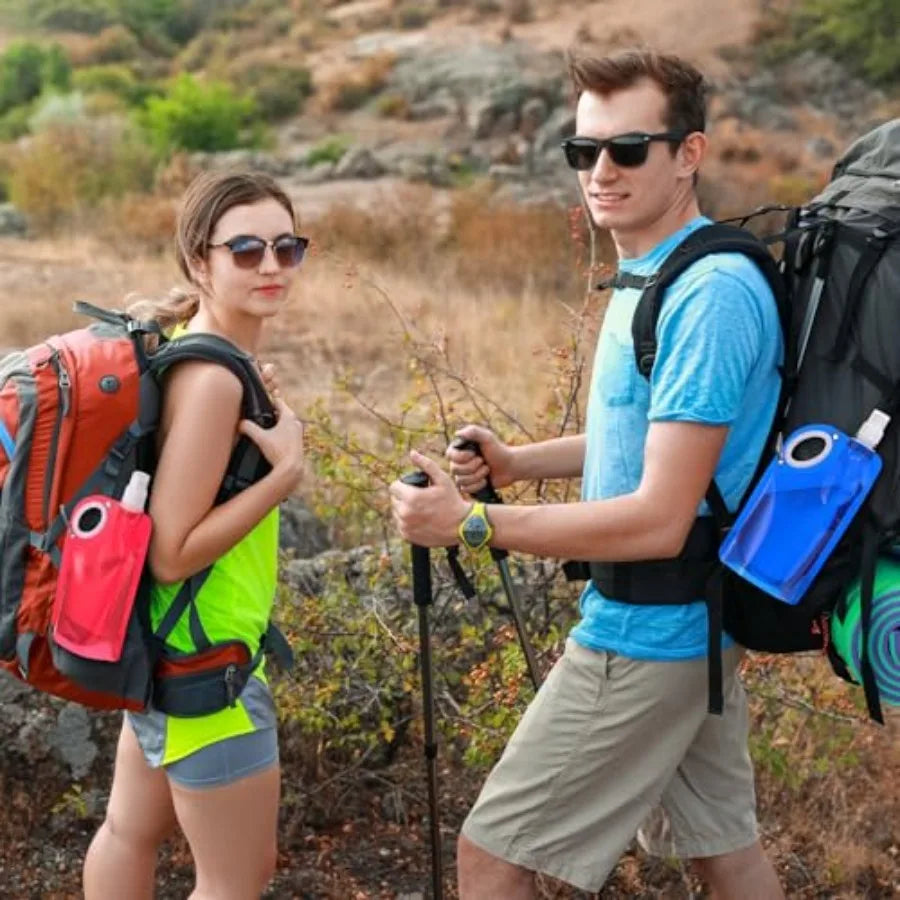 Foldable Collapsible Water Bottle With Carabiner Reusable Leak Proof