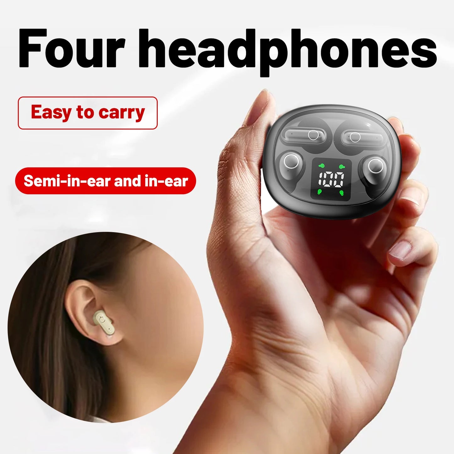 SHUKE 2in1 Wireless Bluetooth Earbuds With Noise Cancelling Battery Life