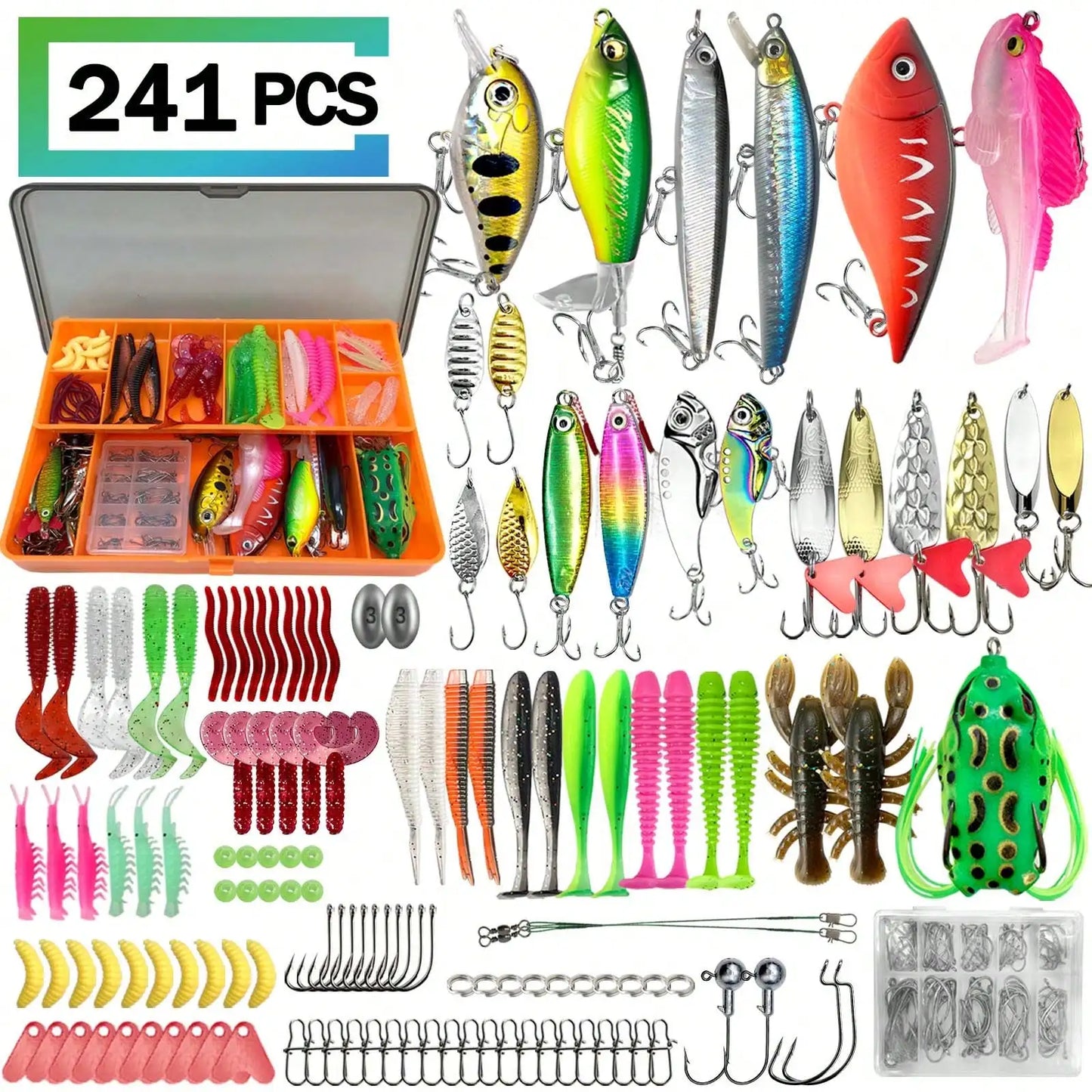 Universal Fishing Lure Set With Box Soft Spoon Hard Baits