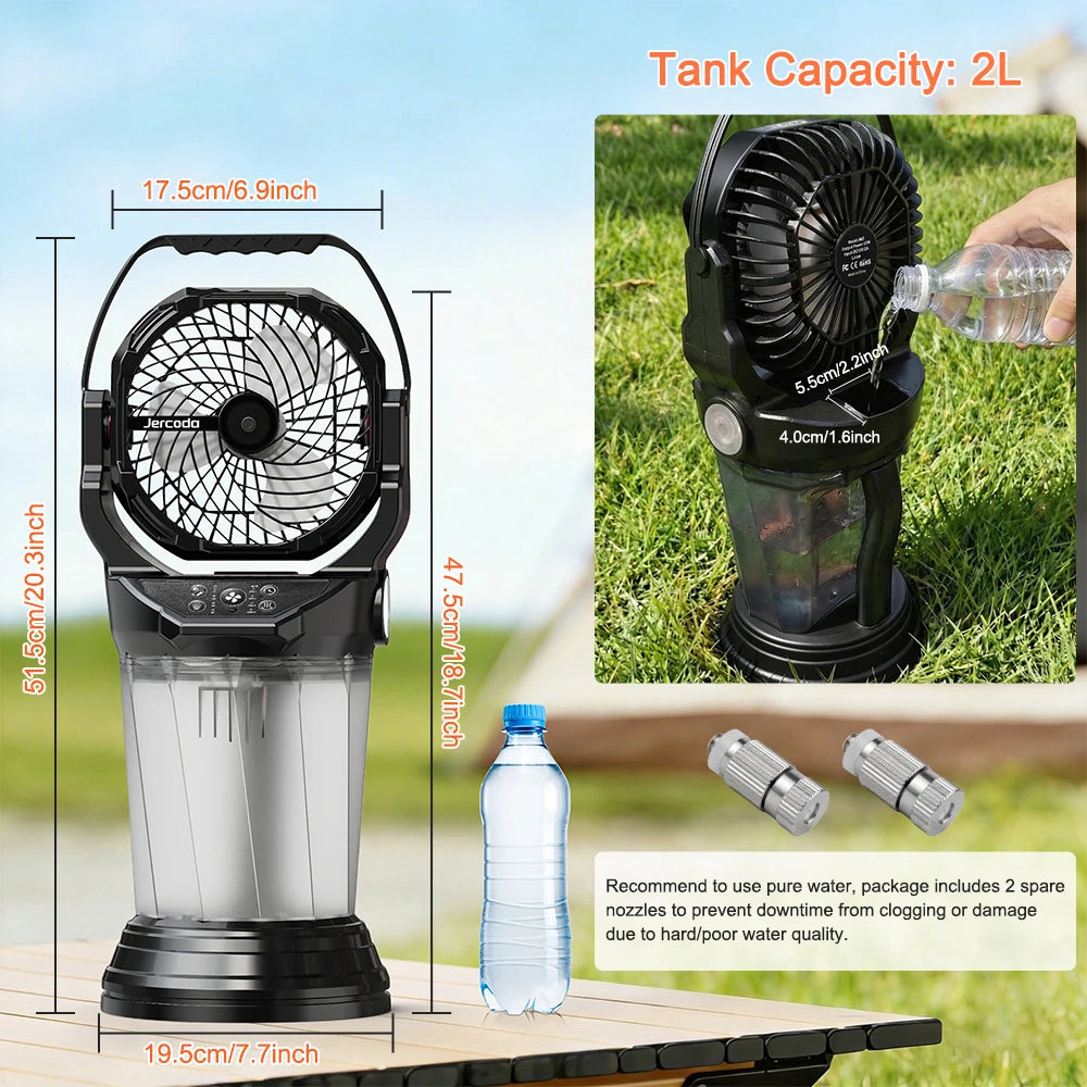 Portable Misting Fan With Rechargeable Battery And RGB Lights