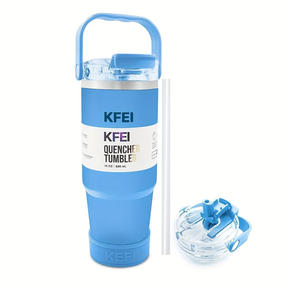 Stainless Steel Double Wall Insulated Tumbler With Lid And Straw