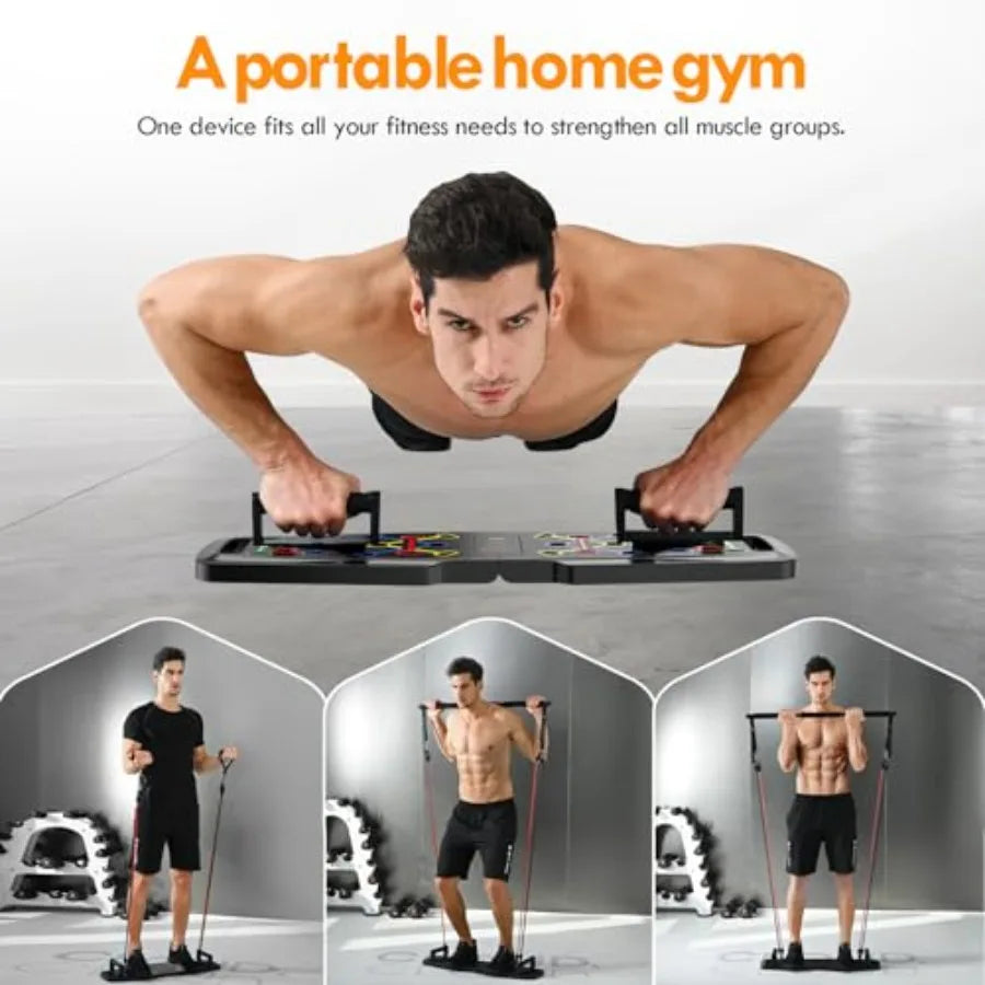 Push Up Board Home Gym Fitness Kit With Resistance Bands