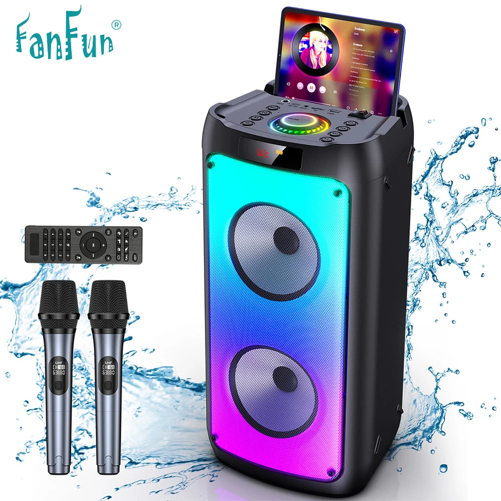 FanFun Wireless Bluetooth Karaoke Speaker With 2 Microphones