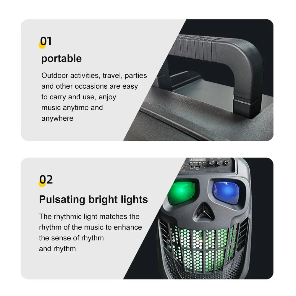 LAIMANEI Skull Bluetooth Speaker Portable Wireless Outdoor Microphone BT 5.0