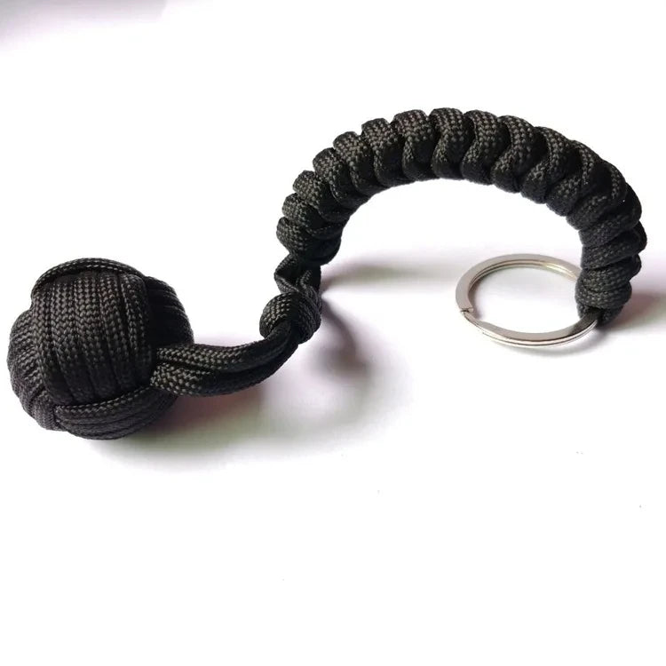 Self Defense Umbrella Rope Monkey Fist Steel Ball Lanyard Survival