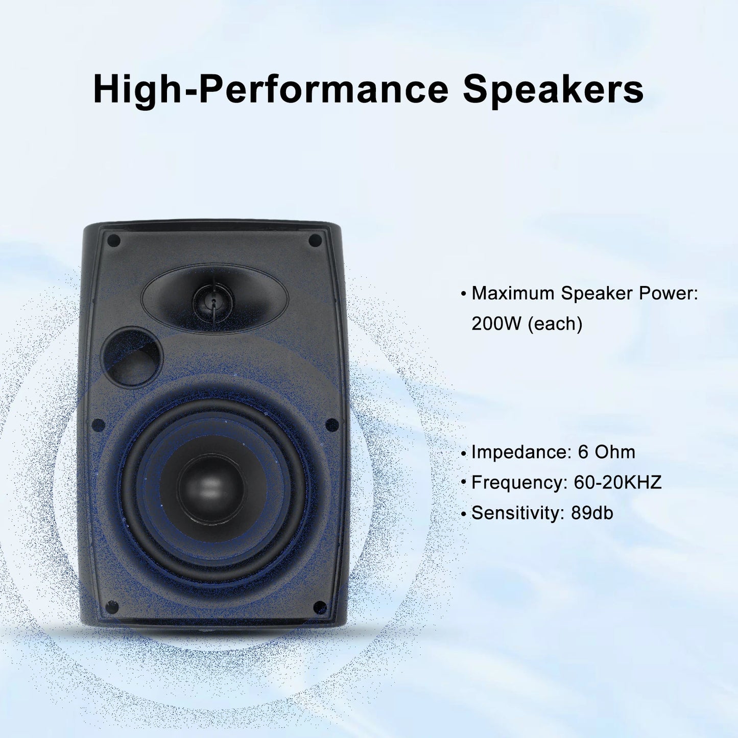 Herdio 4 Pack Outdoor Waterproof Bluetooth Speakers 800W With Amplifier