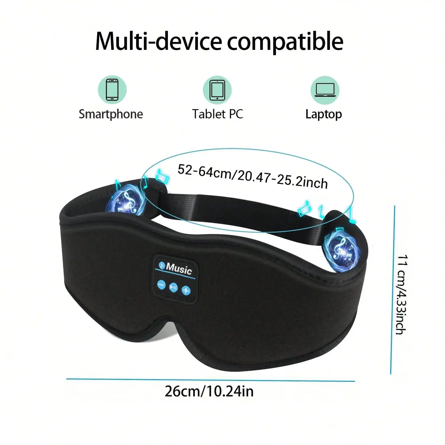 VIKEFON Wireless Sleep Eye Mask Headphones With Ultra-Thin HD Speakers