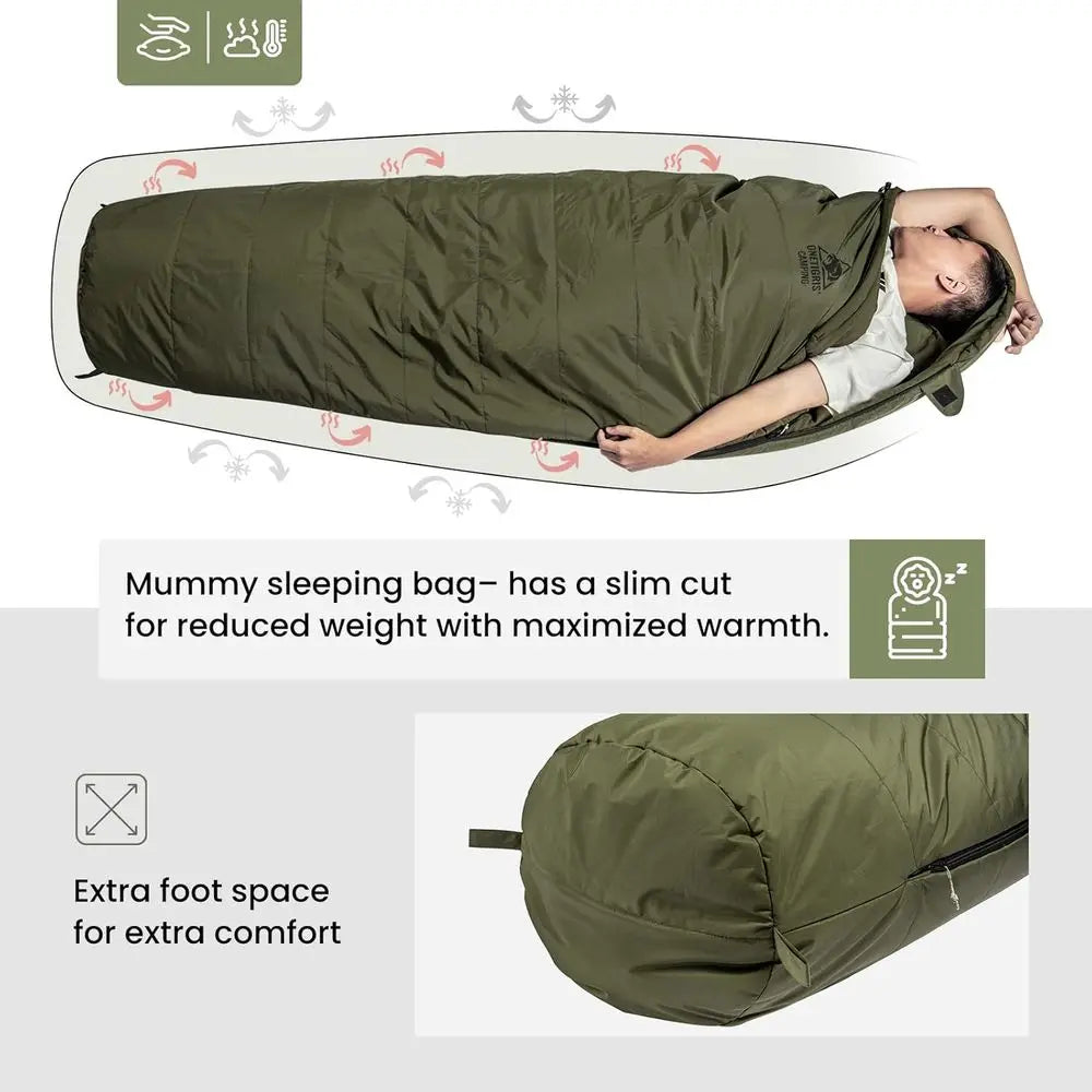 Mummy-Shaped Sleeping Bag for Camping, Hiking, and Survival Adventures