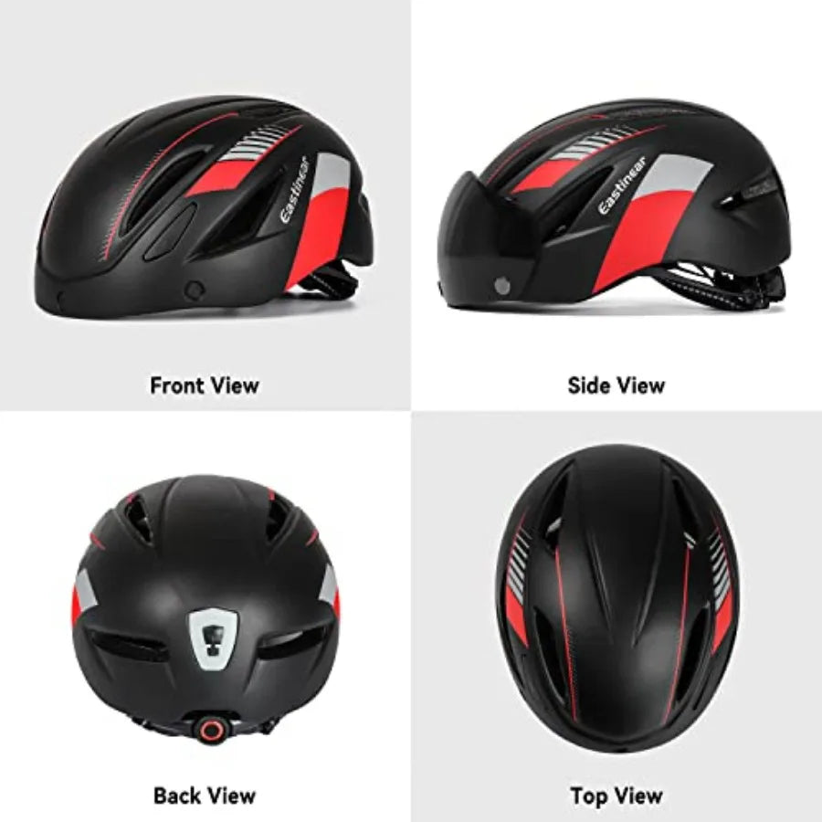 Adults Bike Helmet With Magnetic Goggles And USB Taillight