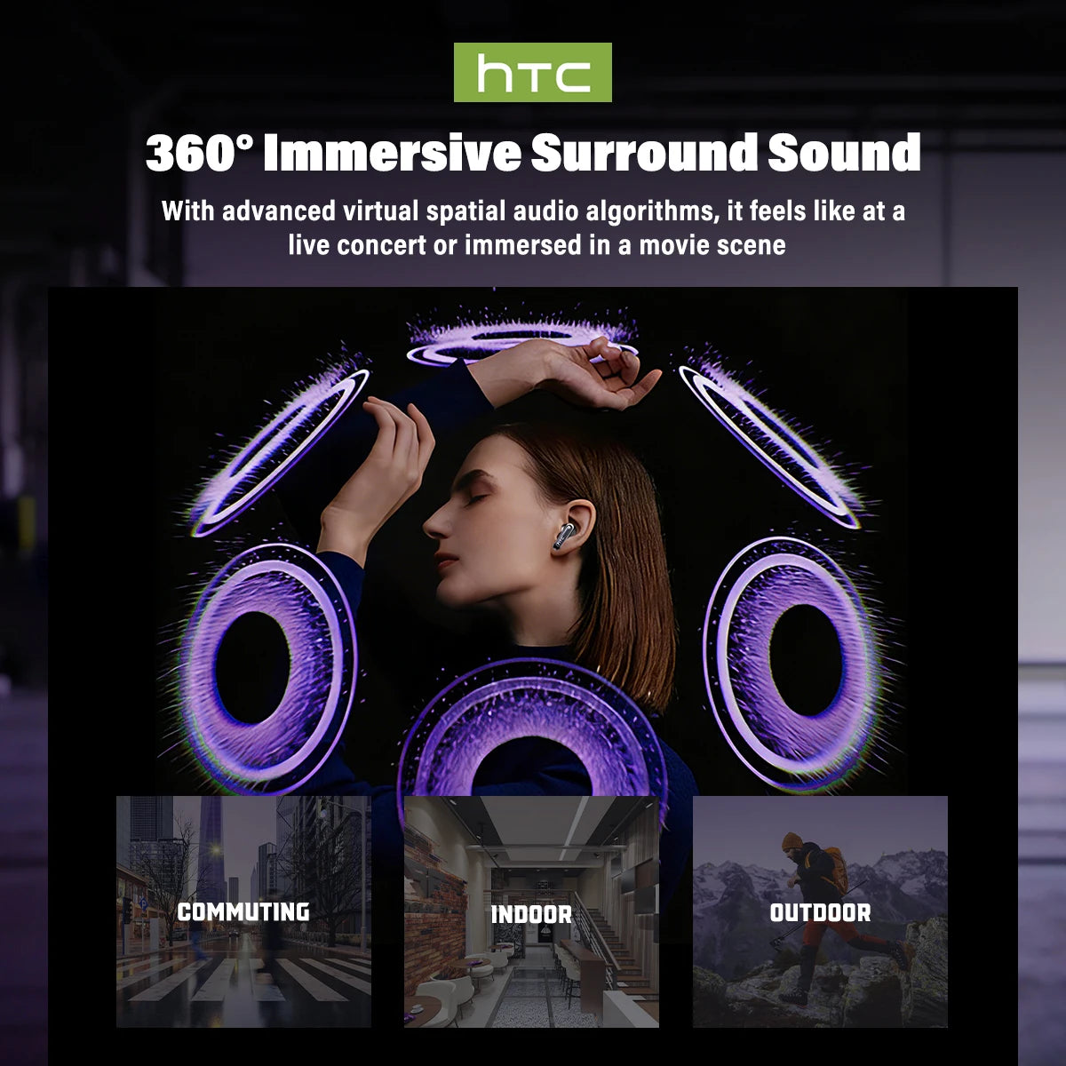 HTC NE70 Wireless Bluetooth Earphones With Active Noise Cancellation